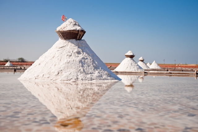 White towering salt pile